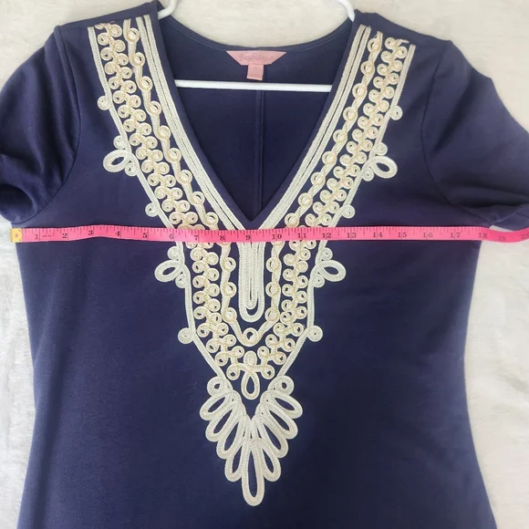 Lilly Pulitzer Fitted Dress  embroidered‎ Navy Blue Size small - Picture 5 of 8